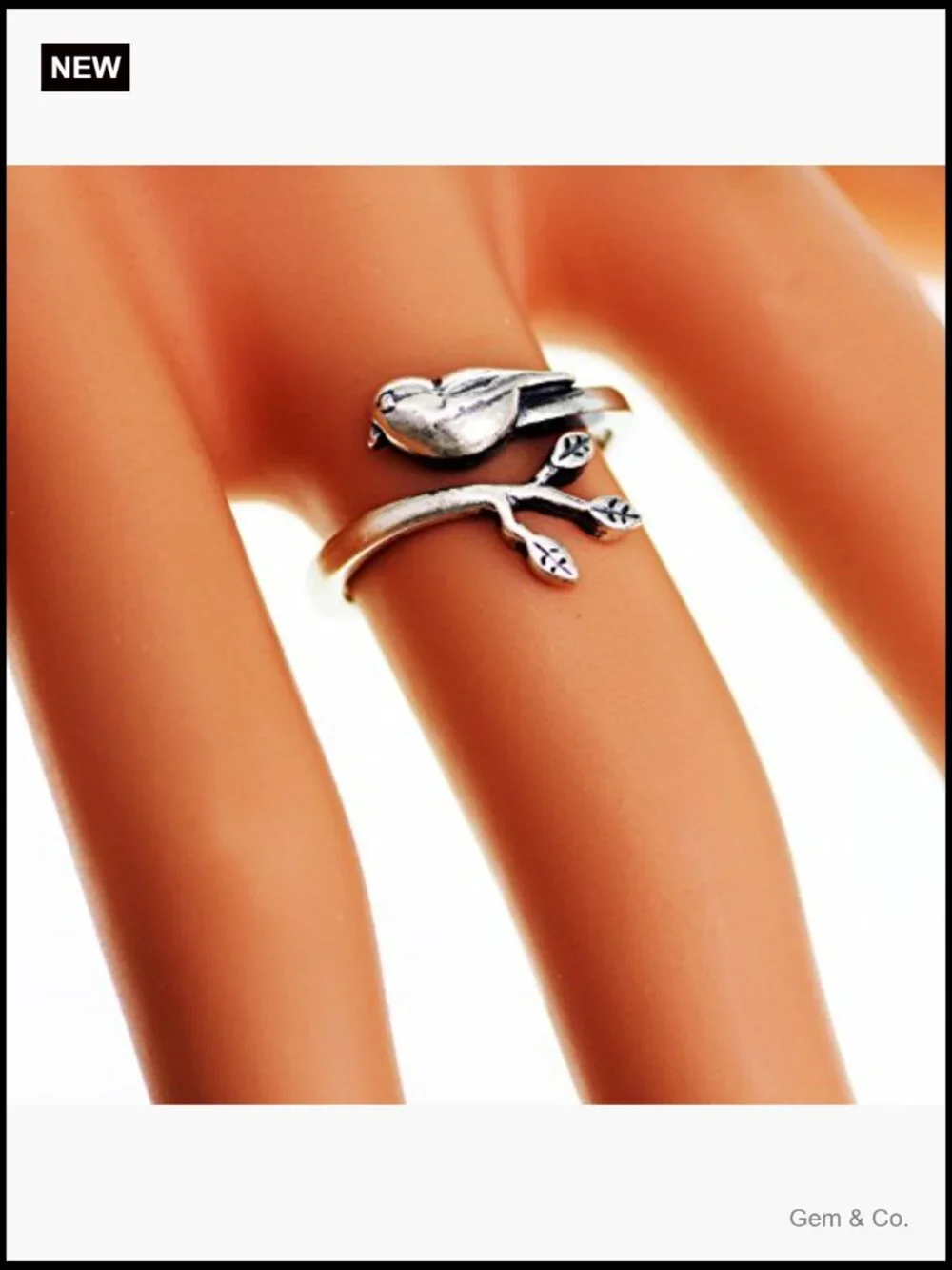 Sterling Silver Bird Ring Adjustable Handmade Nature Jewelry Women Artisan Ring
